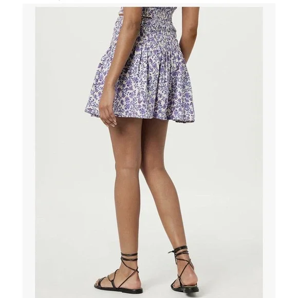 The Drop Purple Paisley Rosalia Smocked Waist Mini Skirt Size XXL NWT - Picture 11 of 14